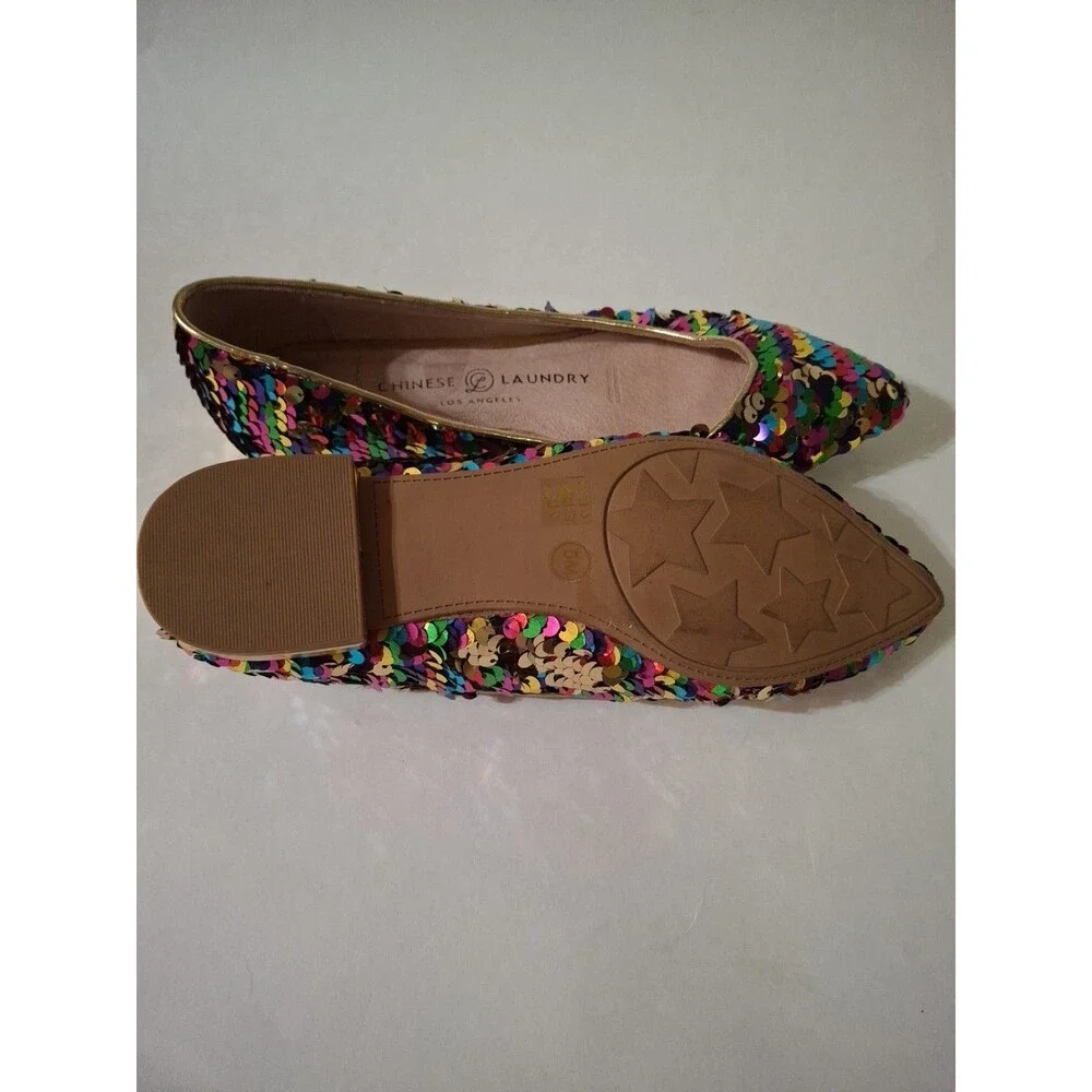 CHINESE LAUNDRY Gavin Sequin Ballet Shoes Multicolor Rainbow Size 5